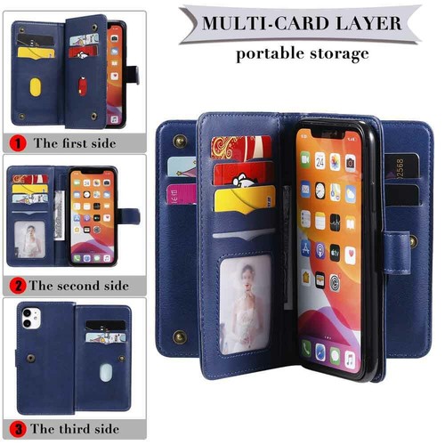 10 Card Holder Wallet Leather Case Cover For iPhone 11 Pro Max XS XR 6s 7 8 SE 2 - Picture 2 of 43