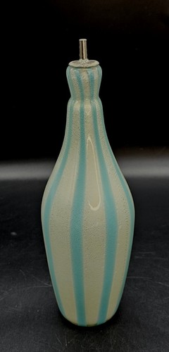 1960s Murano Alfredo Barbini Hand Blown Glass Blue White Circus Tent Bottle - Picture 3 of 22