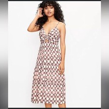 NWT LOFT Sunwashed Floral Twist Tiered Midi Dress, Size 8