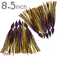 10pcs Fish WOW! Gold Purple 8 1/2" Squid Skirt 8.5 in Hoochies Crinkle Octopus