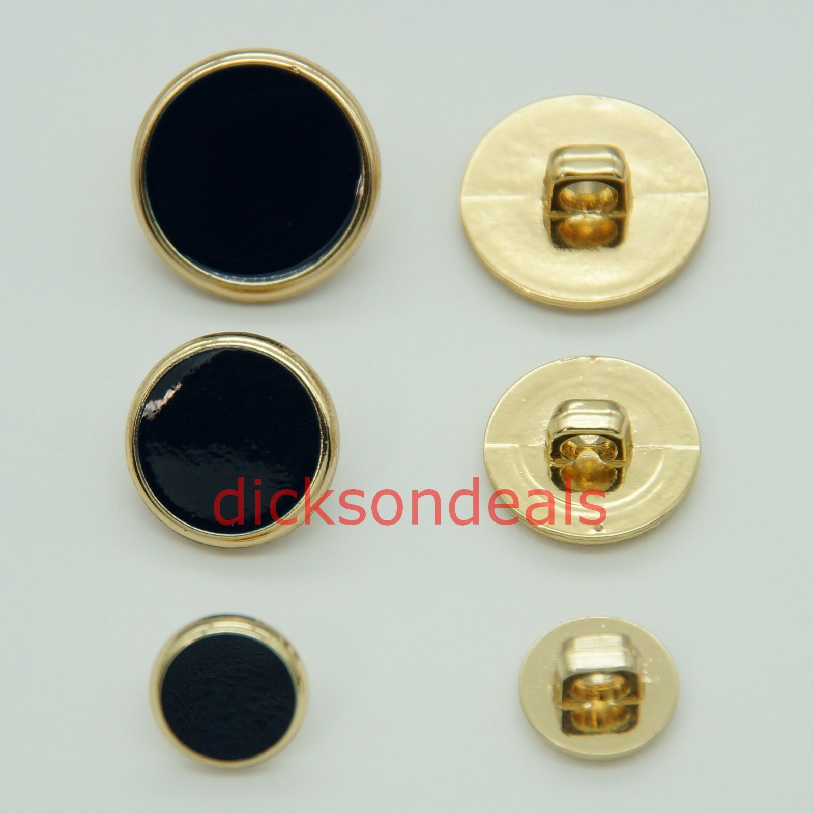 6 x Dress Shirt Buttons Navy with Gold rim 11mm 15mm or 18mm Sew On