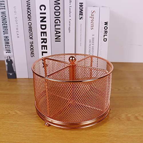 Pen Holder for Desk, Mesh Rotating Desk Pencil Marker Organizer, Rose Gold - Bild 4 von 6