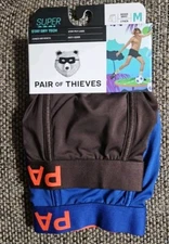 Pair of Thieves Men's SuperCool Boxer Briefs Stay Dry Tech 2pk Brwn/Blue Size Md
