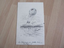 DESSIN à la plume ballon dirigeable aerostat Alphonse LEVY 19ème siècle 