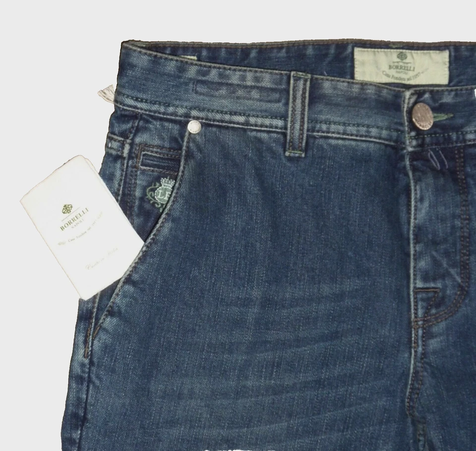 JEANS LUIGI BORERELLI NAPOLI DENIM AZUL BOLSILLOS INCLINADOS SLIM FIT 31 X 32 NUEVOS CON ETIQUETAS Foto 4 de 4