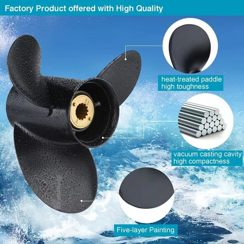 10.38 x 14 Aluminum Outboard Propeller for Mercury Engines 25-70HP, 13 Tooth - Bild 3 von 6