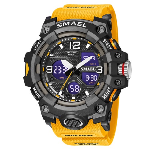 SMAEL Herren Sportuhr Militär Digital Armbanduhr großes Zifferblatt LED Licht Stoppuhr - Bild 14 von 21