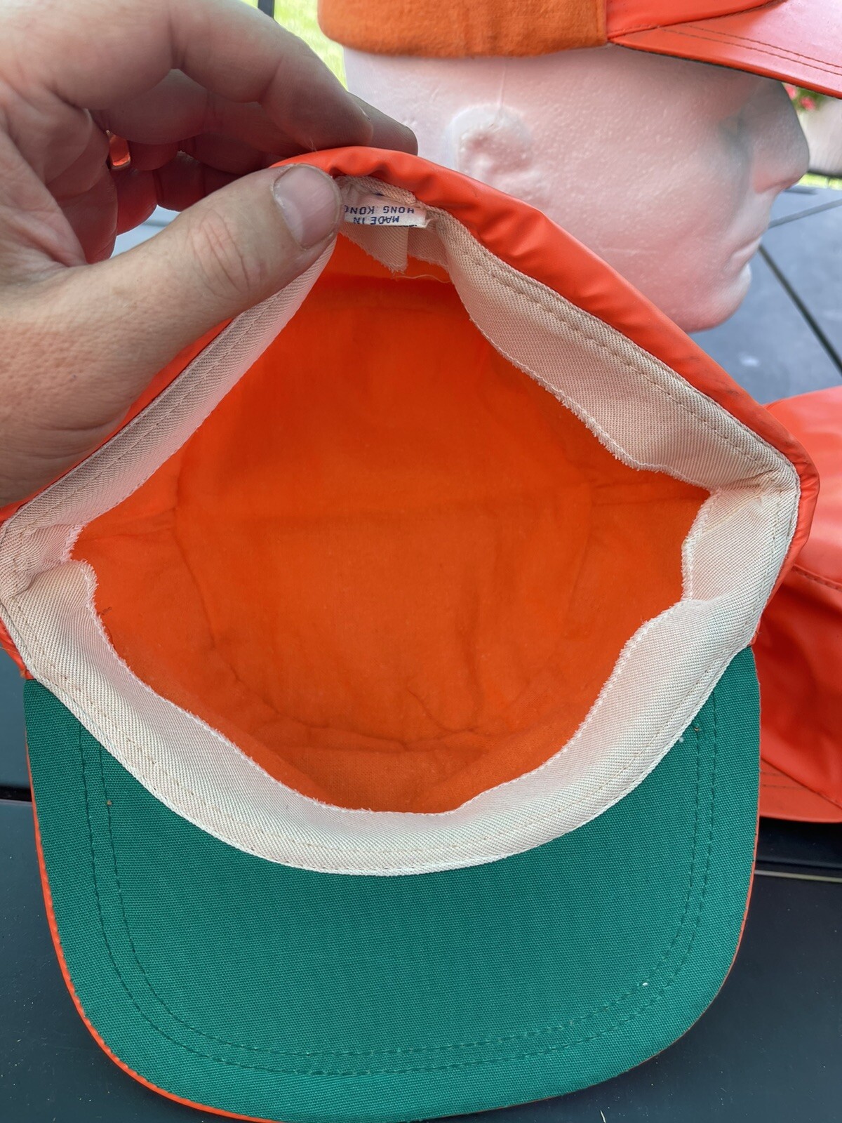 Lot of 3 VTG Blaze Orange Hunting Hat USA Made w Ear Flaps Men's Small