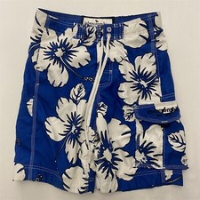 Abercrombie  Fitch Boys MD 28 x 9" Blue Hibiscus Mesh Lined Boardshorts