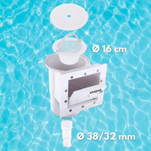 Amapool Pool Einbauskimmer Skimmer komplett Set inkl Einlaufdüse Korb Poolklappe - Bild 3 von 9