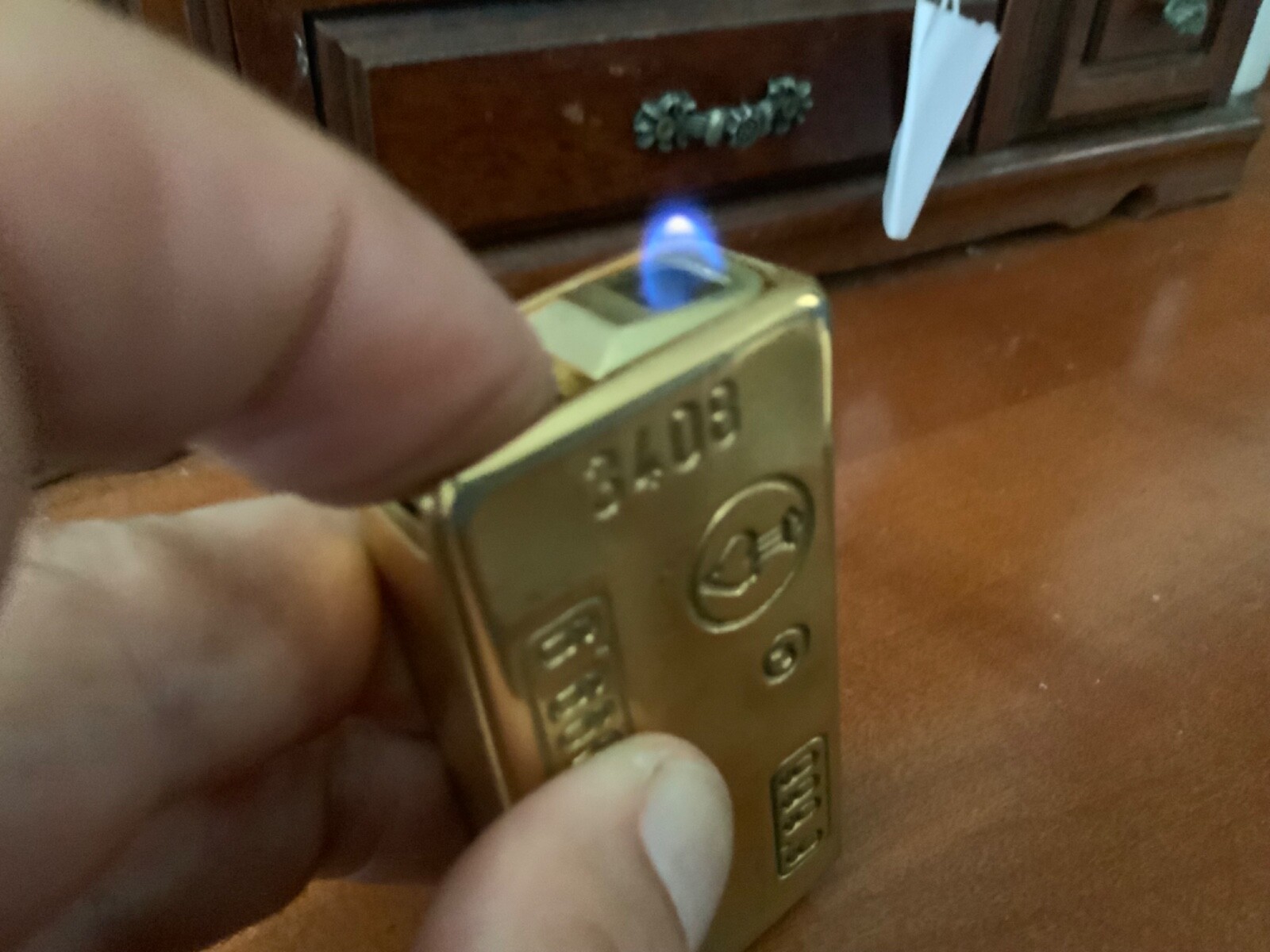 GOLDEN BOUTIQUE FACTICE 24K PLATE GOLD BAR BROTHER-LITE ELECTRIC BUTANE LIGHTER