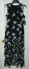 NWT Women's INC International Concepts Black Floral MAXI Dress Size 8 -MSRP 119