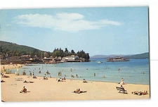 Weirs Beach New Hampshire NH Vintage Postcard Endicott Rock Park Beach
