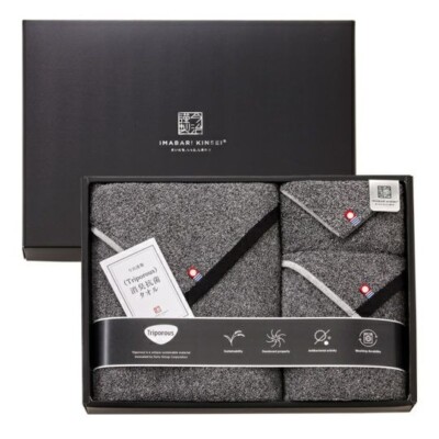 IMABARI KINSEI Triporous Deodorant Antibacterial Washf&Face& Bath Towel 3pcs set