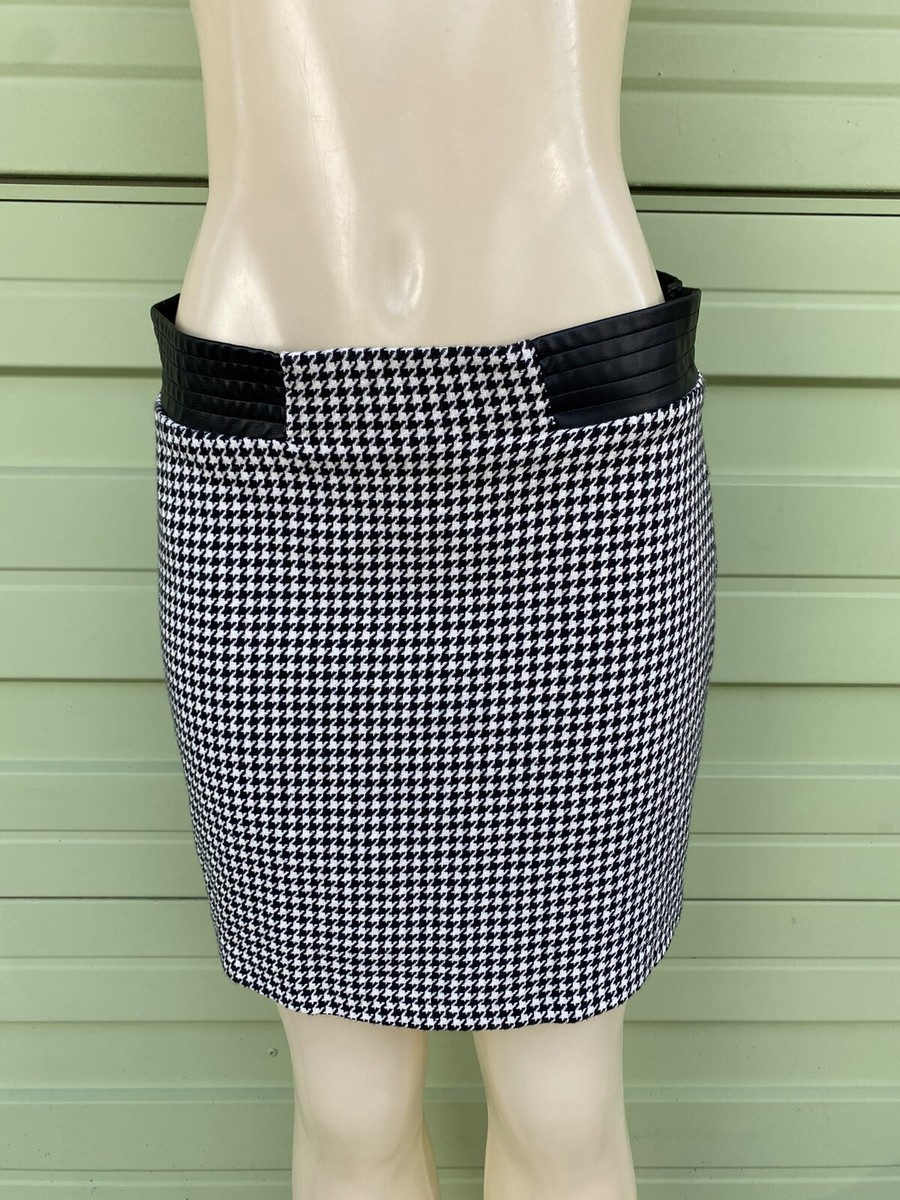 ピース NEW ZARA WOMAN HOUNDSTOOTH BLACK WHITE CHECK MINI SKIRT Waist 30