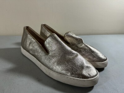 Birdies women's gold leather slip on The Swift sneakers size 10