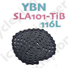 New YBN SLA 101-TiB 10spd Superior Lubricating Aid Chain 116L with Quick Lock