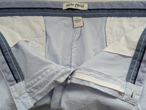 Jos A Bank 1905 Shorts Mens 40 Seersucker Blue White Stripe Cotton Casual Resort - Picture 3 of 6