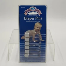 Baby King Diaper Pins 6-Pack White BK4412 2010 Baby Safety New Sealed Free Ship