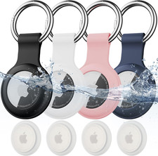 4 Pack IPX8 Waterproof Airtag Keychain  With Soft Silicone Holder Case Key Ring  L