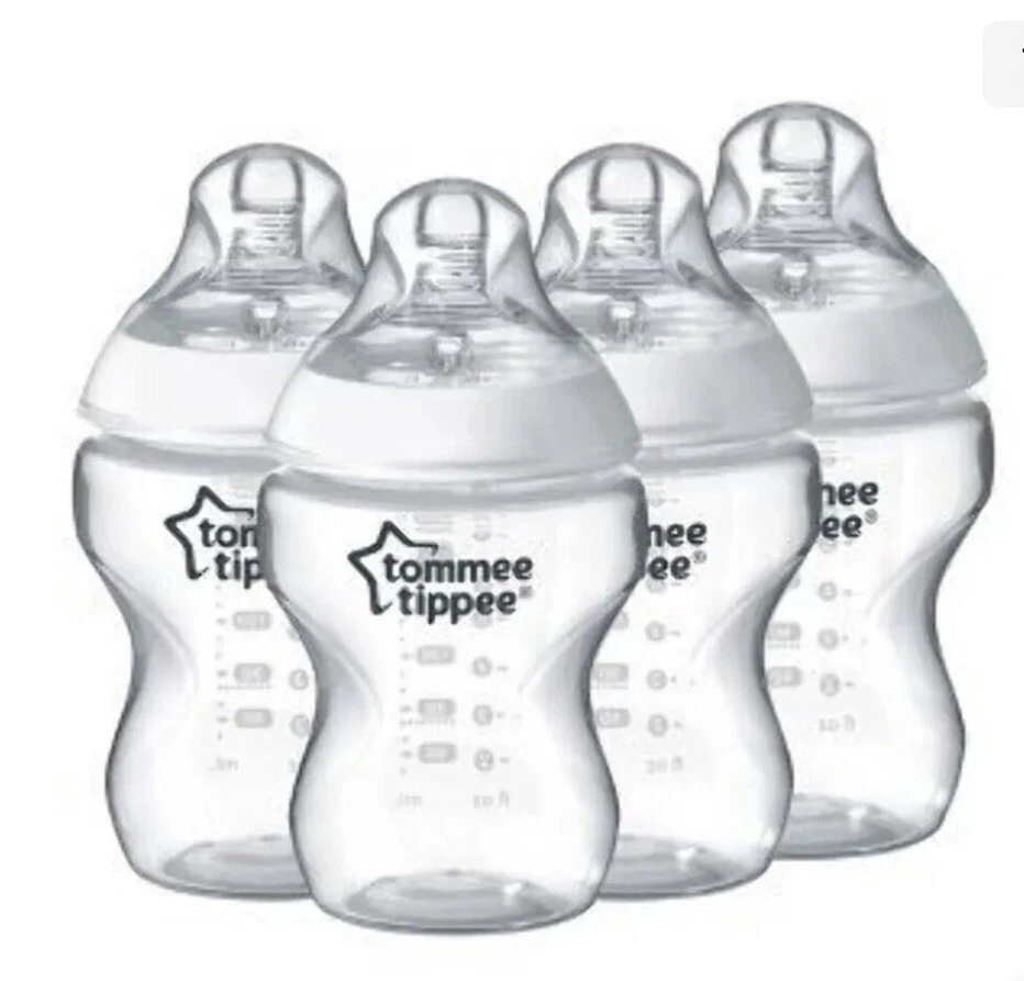 Tommee Tippee Closer to Nature Clear Baby Bottles Anti Colic 9 Oz 4 Pack