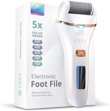 Essy Electronic Foot File Hard Skin Remover with 5 Replacement Rollers Foot File