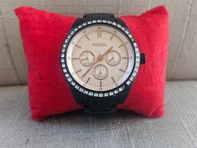 Fossil Women Watch Black Tone Metal Band Analog Multi Function wristwatch