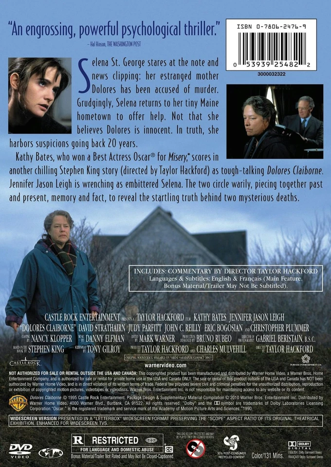 Dolores Claiborne DVD Kathy Bates NEW Foto 4 de 4