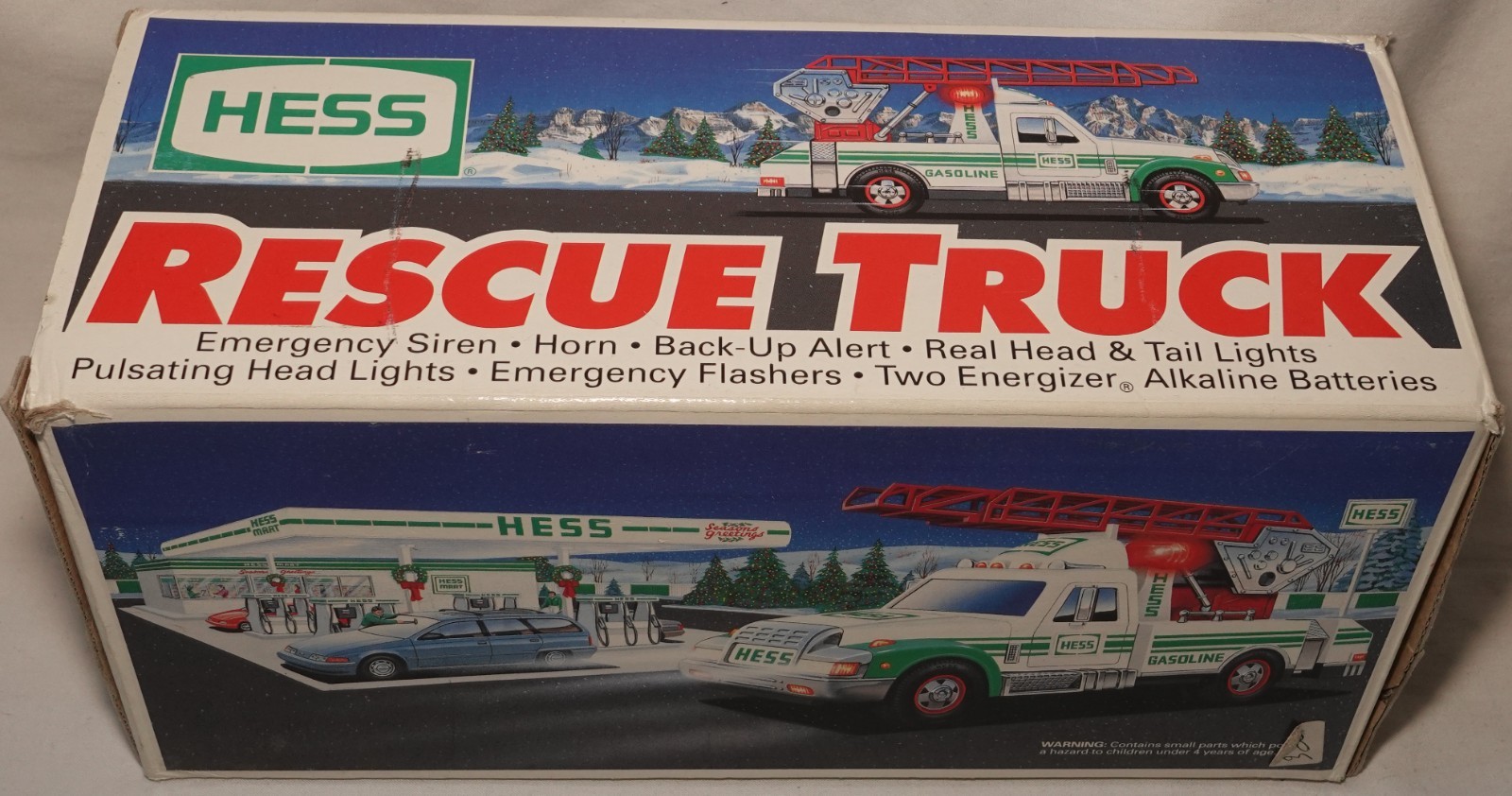 Camion Rescue Truck HESS 1994 vintage blanc en plastique robuste pour collectionneur