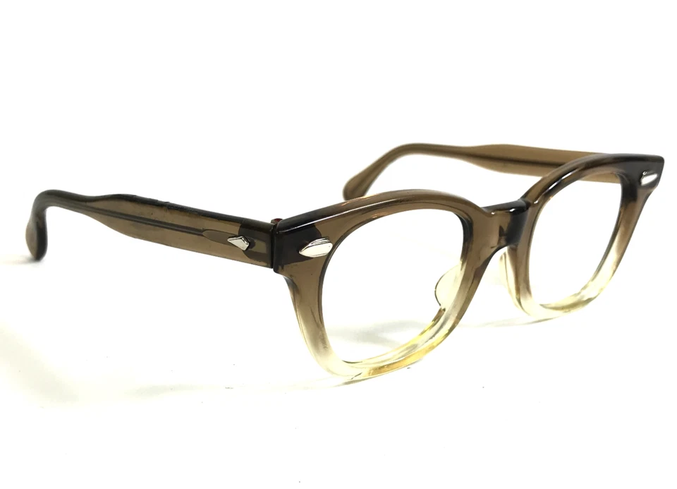 Vintage American Optical Small Eyeglasses Frames Brown Smoke Horn Rim 38-19-125 - Image 2 of 4