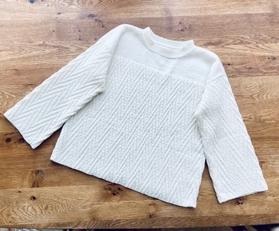 Handgestrickter Damen Pullover Gr. M L XL Creme Lana Wolle