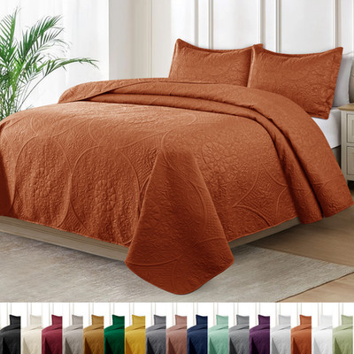 Luxury Bedspread Bedding Set 3 Piece Quilted Coverlet Bed Throw Queen King Size