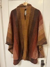 Vintage Avoca Handweavers Wool Poncho Cape Hooded One Size