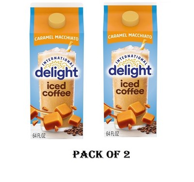  Pack of 2 International Delight Iced Coffee, Caramel Macchiato Liquid, 64 oz Fr
