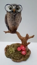 Wee Forest Folk OWL ON BRANCH w/GLASSES Retired NWB