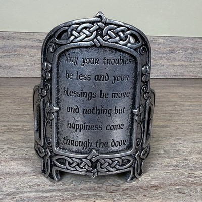 Irish Blessings Pewter Wine Bottle Holder Celtic Home Decor  Housewarming Gift