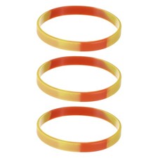 3pcs Plain Silicone Wristband 7 Inch 1/4 Inch Width,Brown,Yellow