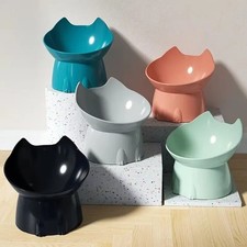 Elevated Cat Bowl Raised Tilted Anti Tip Pet Feeding Dish Neck Care