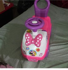Disney Minnie Mouse Pinkpurple Ride-on Push Car Toy W Steering Wheel 4 Wheels