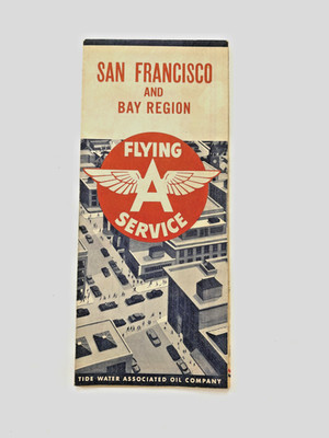 Nice Vintage Ad Street Map for ''Flying A Service'' San Francisco & Bay Region *