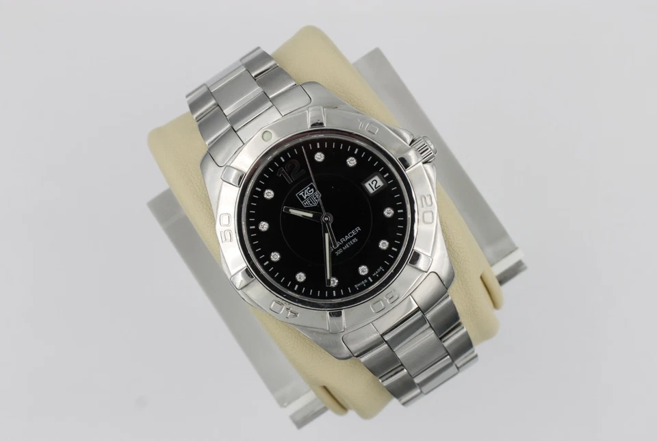 Reloj Tag Heuer WAF111C.BA0810 Hombre Serie Aquaracer Diamantes Negro Plata 8" Foto 2 de 4