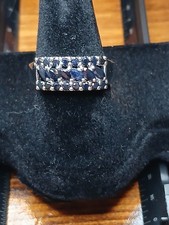 Womens Sterling Silver Black Sapphire Marquise Cut Designer Ring
