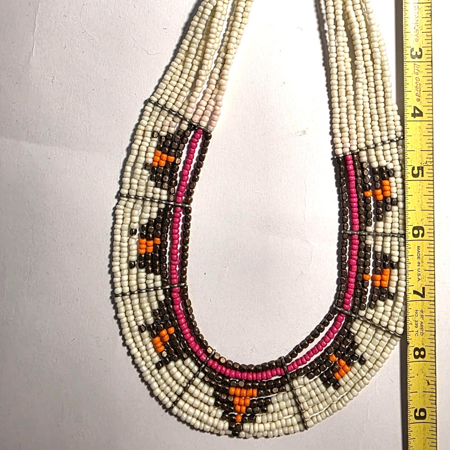Statement Necklace beaded multistrand tribal Mult… - image 4