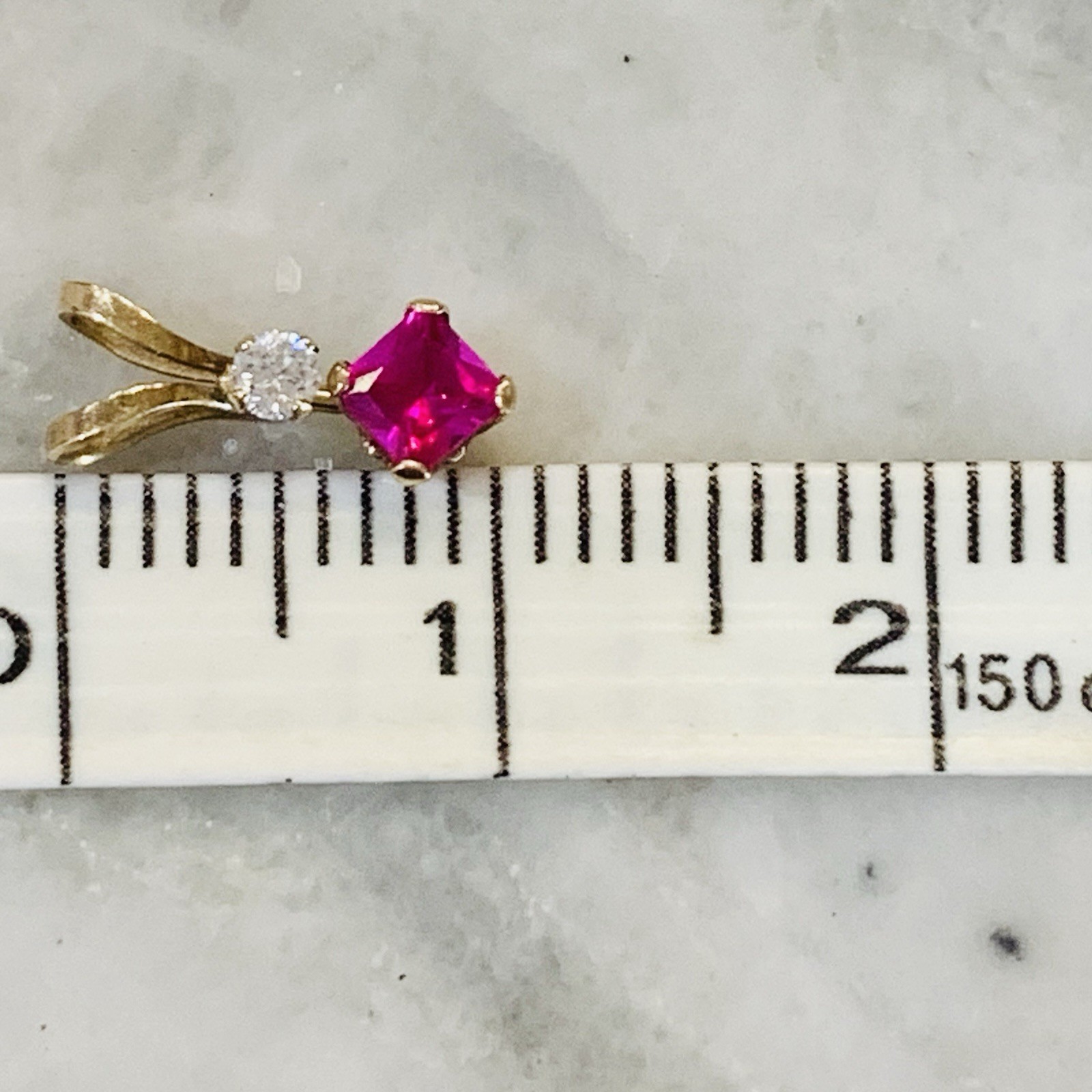 Ruby Necklace 10K-14K Solid Yellow Gold Dainty Pe… - image 6