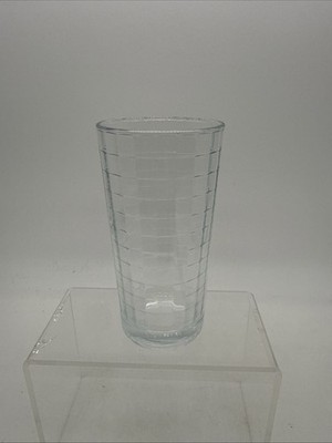 Vtg Clear Etched Block Optic Windowpane Checkerboard Pasabahce Tumbler Glass