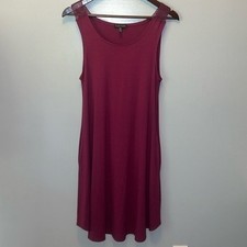 Eileen Fisher Viscose Blend Midi Length Sleeveless Maroon Dress- Size XS