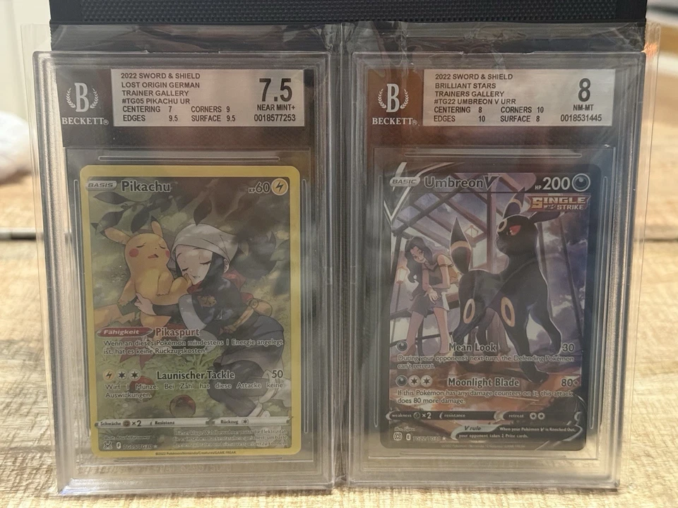 2x Pikachu TG05 & Umbreon V TG22 – Beckett BGS 7.5/8 – Sammlung Pokémon TG30