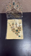 Tiara With Beautiful Beads Set With Earrings And Necklace