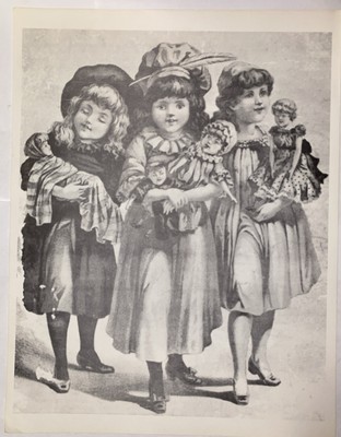 Vintage B&W Dollhouse Young Girls Carry Their Dolls Print 11  X 8.5 