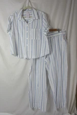 Auden Pajama Set 2 Piece Blue White Stripes Short Sleeve & Pants Size XXL NWT